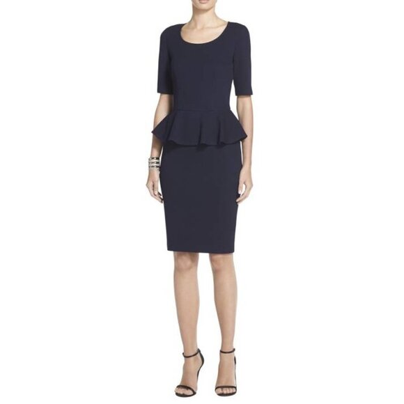 John Caviar Resort 2016 Black Milano Pique Knit Peplum Dress Mini